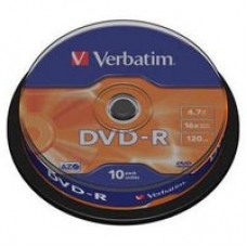 Диск DVD Verbatim 4.7Gb 16X CakeBox 10шт (43523)