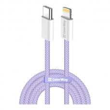 Дата кабель USB-C to Lightning 1.0m 27W purple ColorWay (CW-CBPDCL061-PU)