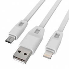 Дата кабель USB 2.0 AM to Lightning + Micro 5P 1.0m 2А (DR-1622) (White) Drobak (219092)