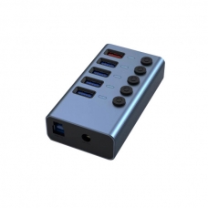 Концентратор Dynamode 5 ports USB3.0 to 4*USB3.0+2.4А Power Adapter 2.5A/12V (DM-UH-P405-G)