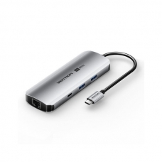 Концентратор Vention USB 3.1 Type-C to HDMI 4K60Hz/USB 3.0x2/RJ45/SD/TF/3.5mm/PD 100W Hub 9-in-1 (TQMHB)