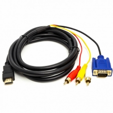 Кабель мультимедійний HDMI to VGA / 3*RCA 1.0m 1080p PowerPlant (CA912018)