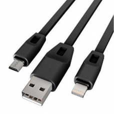 Дата кабель USB 2.0 AM to Lightning + Micro 5P 1.0m 2А (DR-1622) (Black) Drobak (219093)