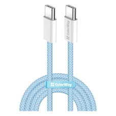 Дата кабель USB-C to USB-C 1.0m 60W 3.0А blue ColorWay (CW-CBPDCC061-BL)